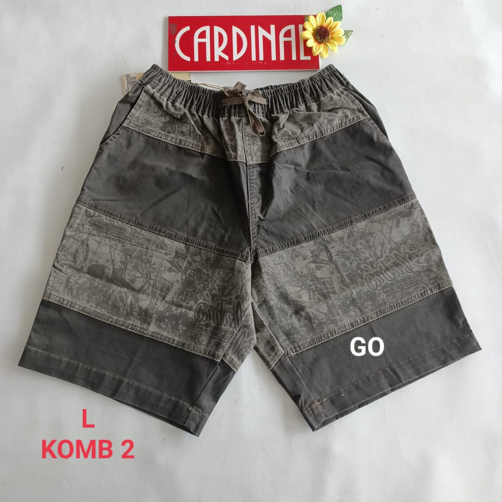 gof L CARDINAL KOMBINASI CELANA PENDEK KARET KOLOR Katun Casual Soft Jeans Murah Santai Original