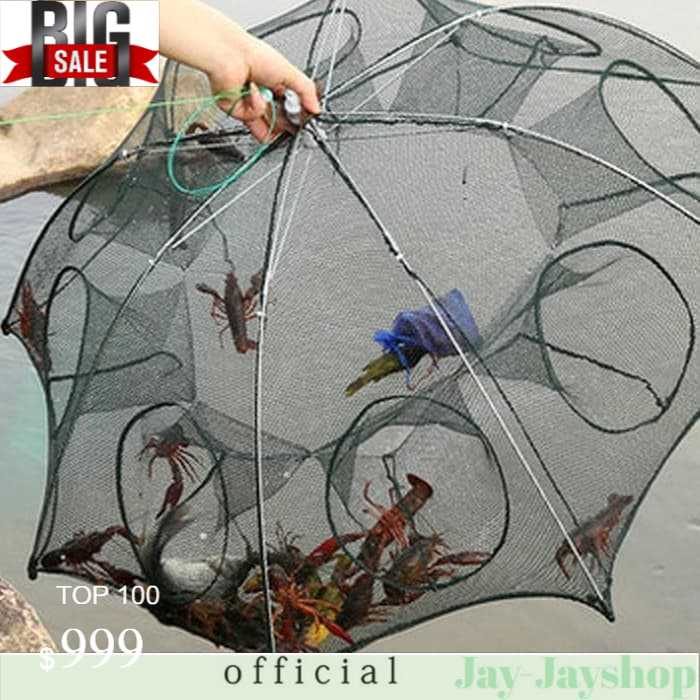 Jaring Pancing Ikan Hexagonal 8 Hole Fishing Net Trap Cage