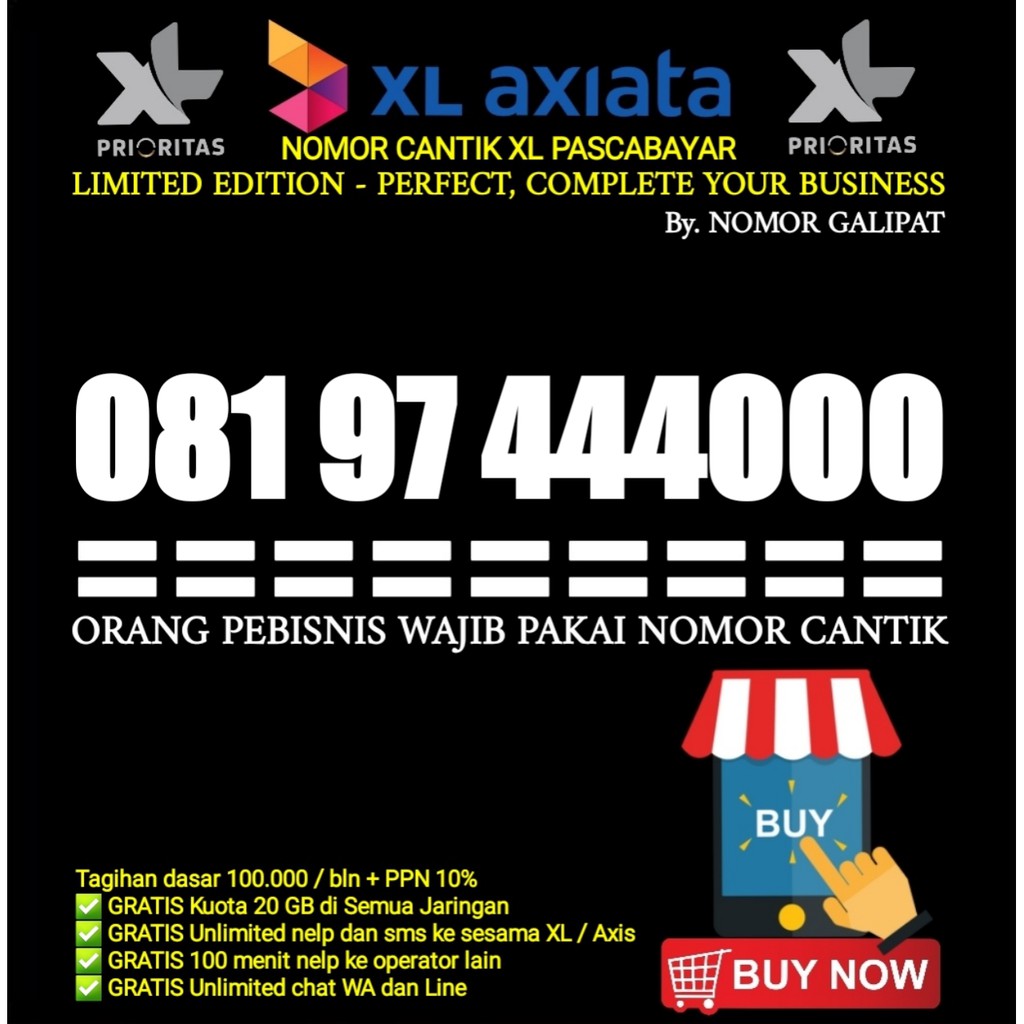 NOMOR CANTIK XL PRIORITAS PASCABAYAR DOUBLE TRIPLE 444555