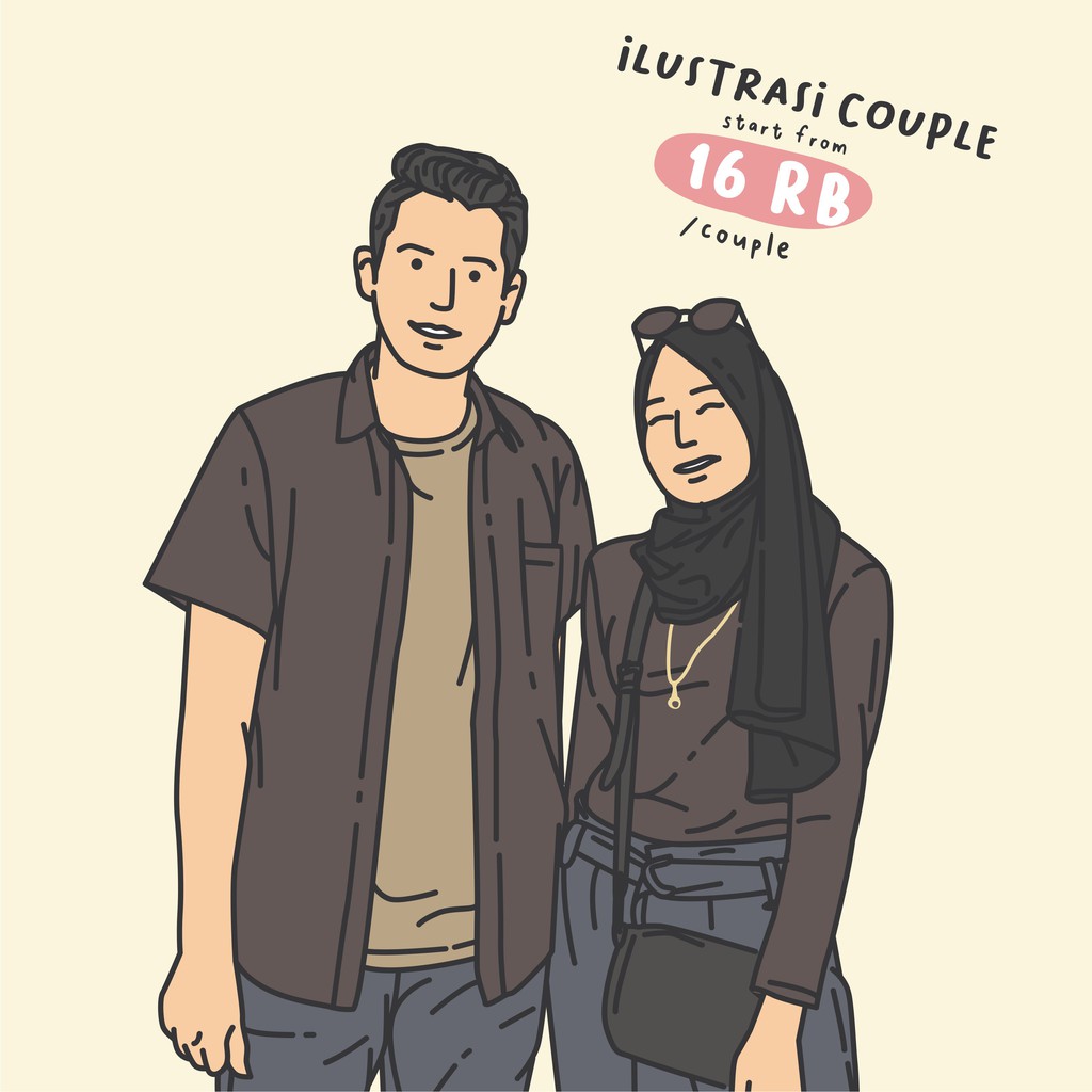 Jual Jasa Ilustrasi Kartun Couple/ Couple Gift/ Ilustrasi Lucu/ Kado