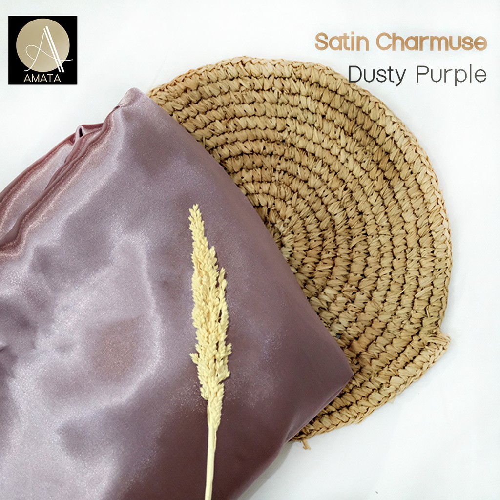 1/2 meter Kain Satin Charmuse / Sateen Silk Premium Dusty Purple