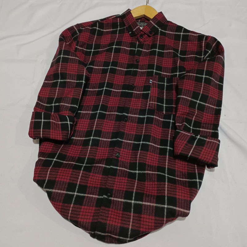 Kemeja Flanel Impor Pria Distro Flannel Lengan Panjang Pria,Kemeja Kotak Kotak Pria Lengan Panjang-Garis6merah