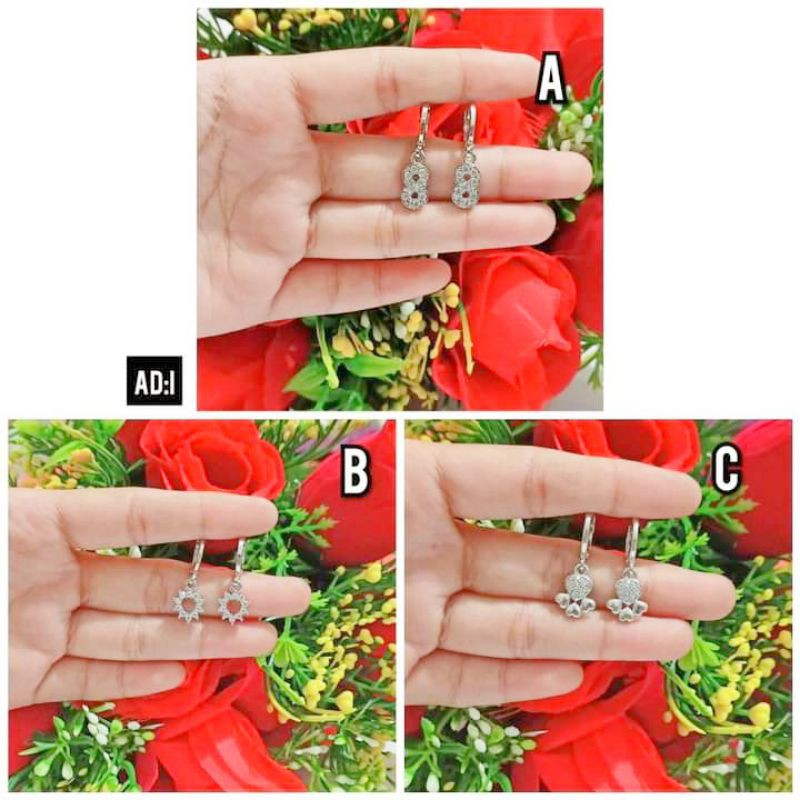 Anting Dewasa Permata Zircon Perhiasan Wanita Silver limited edition (COD)
