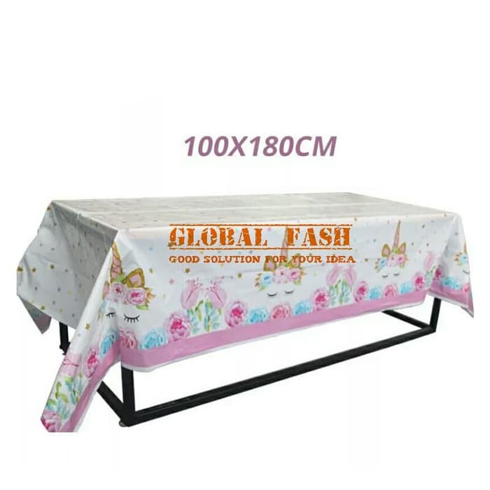 table cover unicorn putih / taplak meja pesta unicorn / table cover / taplak meja plastik