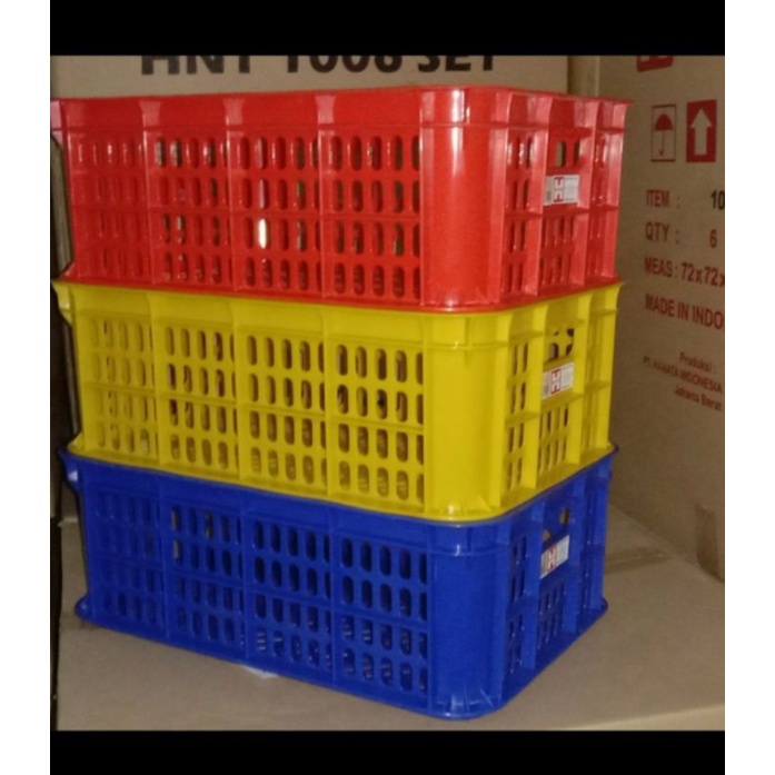 52x37x33 Box Container Hanata 2202 L Keranjang Industri Roti HNT Lubang Kotak Penyimpanan Serbaguna Spare Part Ikan