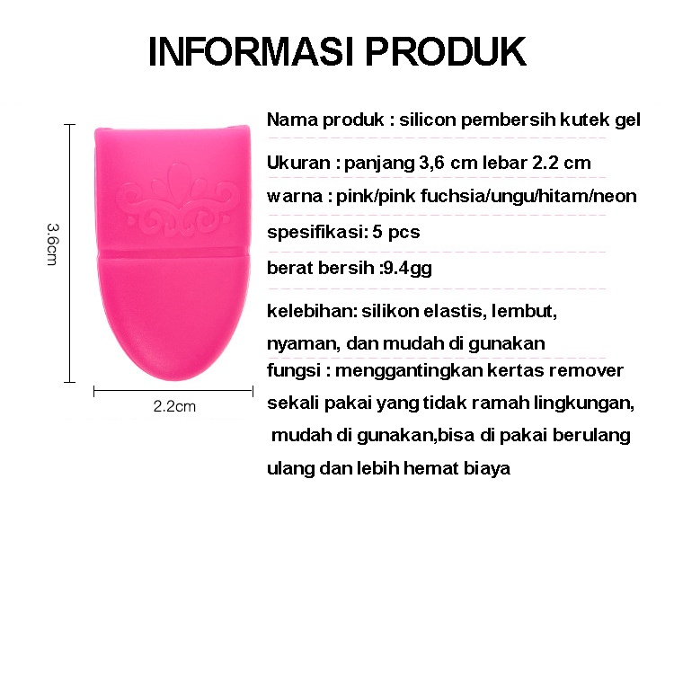 Cap Pembersih Kutek Gel UV Bahan Silikon