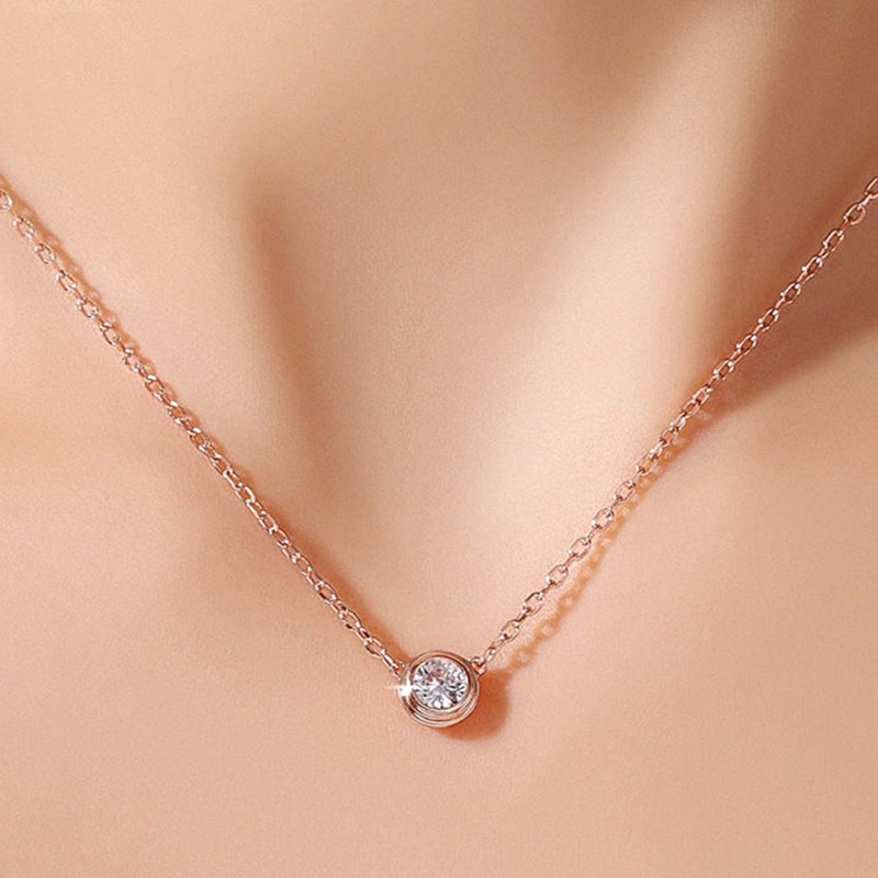 Kalung Titanium Wanita anti karat Liontin Berlian Simple Aksesoris Berkilau Korea