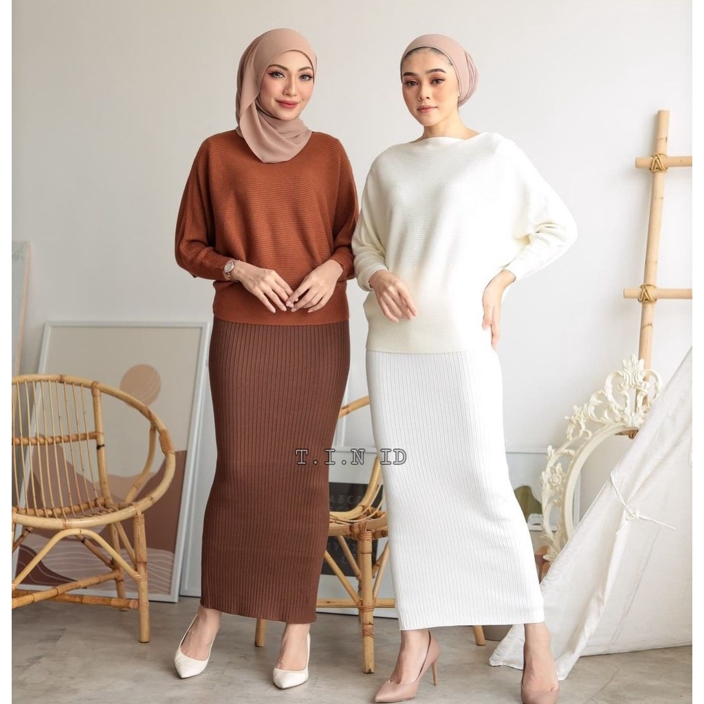 RB1 Rok Rajut Span Premium Import Long Pensil Rib Knit Skirt