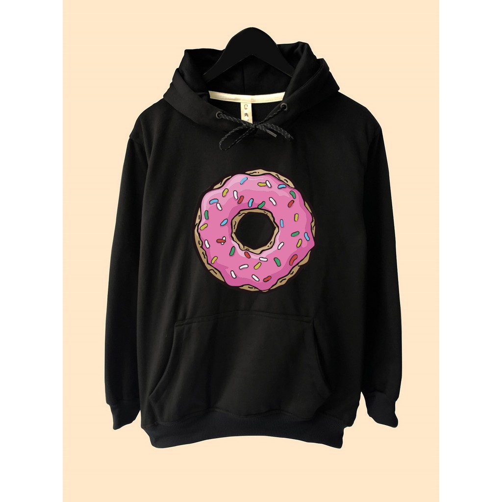 Jaket Hoodie premium desain donat stroberi Donut Strawberry