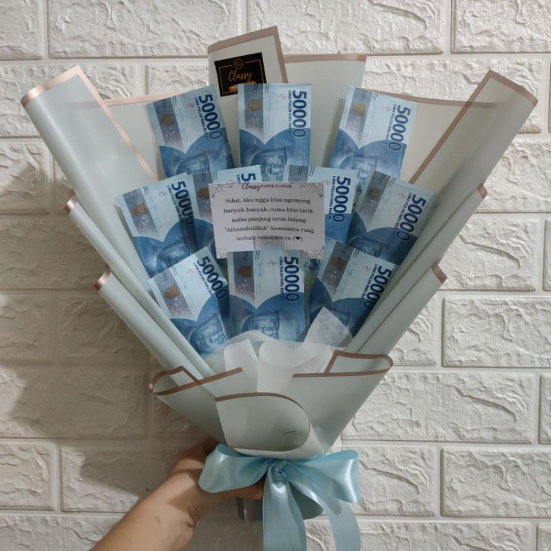 Small Standing Money Bouquet 500k / Bucket Buket Uang Asli Duit / Hadiah Kado Anniv Wisuda Birthday