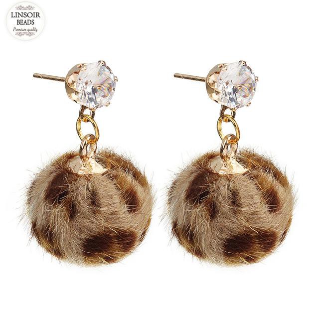 Anting Fashion Wanita Kekinian Model Bola Motif Leopard 216