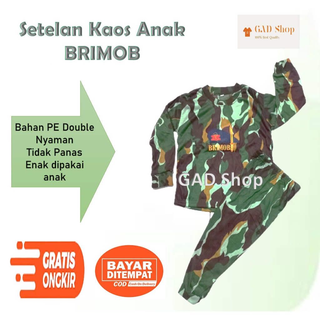 SETELAN KAOS BAJU TRAINING PIYAMA ANAK LORENG BRIMOB PEMUDA PANCASILA ARMY TENTARA POLISI TACTICAL T