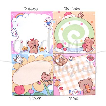 Sticky Notes Roll Cake Bear Notes Kue Motif Beruang DIY GH 301436