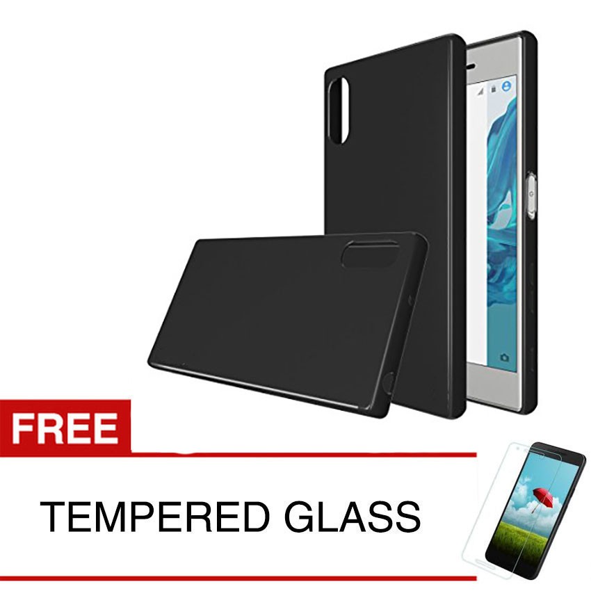 Case for Sony Xperia XZ / F8332 - 5.2 inch - Slim Soft Case - Hitam Solid + Gratis Tempered Glass