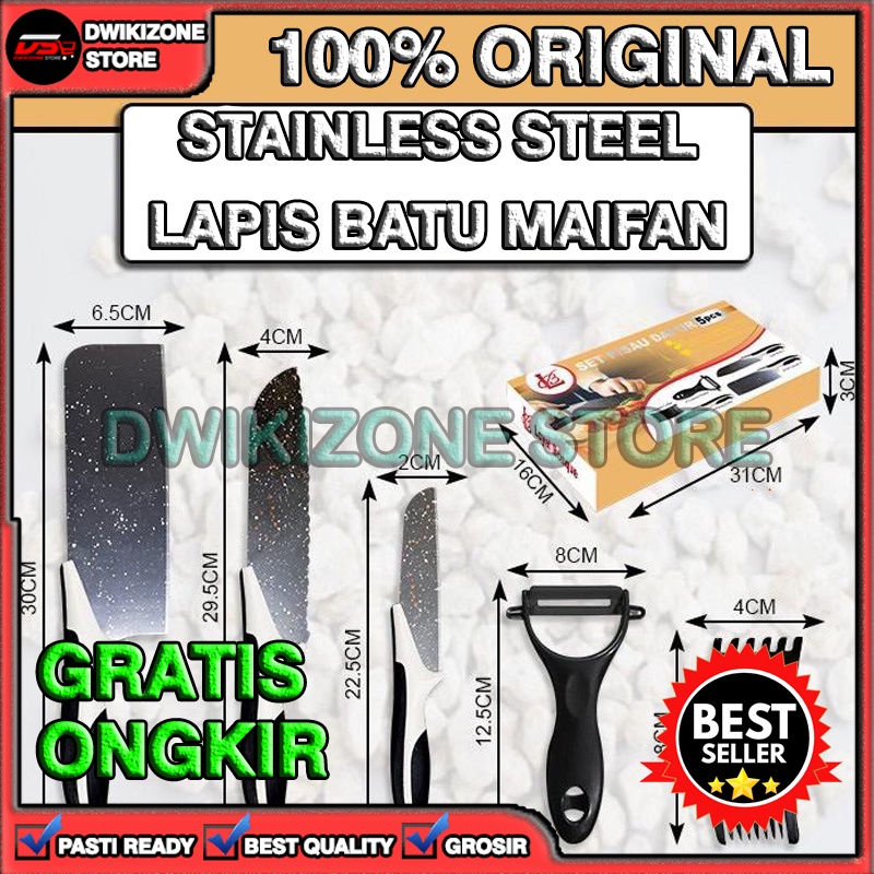 [100% ORIGINAL] PISAU DAPUR SET SUPER TAJAM PREMIUM BATU MAIFAN 6 PCS BERKUALITAS TINGGI