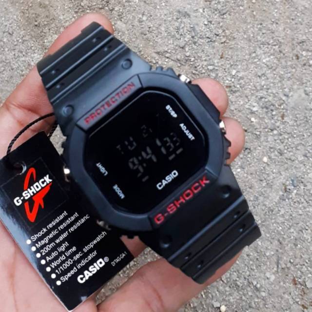 TRENDINGGGG Jam Tangan Casio Gshock Water Resist Berenang Mandi Hujan - Hitam list Merah