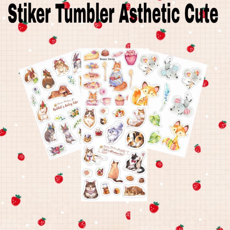 

Stiker Tumbler Hewan cute /Animal DIY,Journal,Diary,Case hp, Laptop, DLL