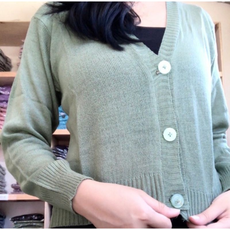 cardigan rajut/crop milenia/rajut bailey-hijau mint