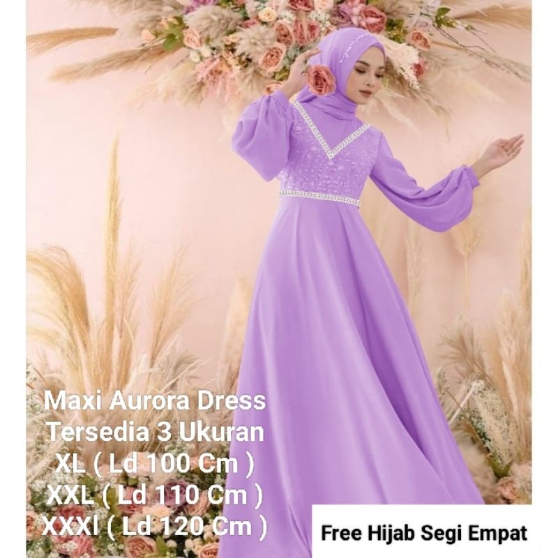 COD ☑️PAKAIAN MUSLIM+ HIJAB SEGI EMPAT/MAXI AURORA DRESS/MATT MOSCREPE MIX BROKAT/2 UKURAN XL-XXL/PAKAIAN MUSLIM HIJAB/GAMIS TERBARU/FASHION MUSLIM TERBARU/GOOD QUALITY