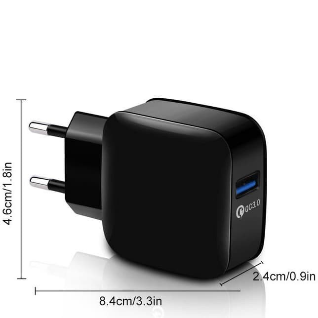 Taffware Wall Charger USB 1 Port QuickCharge 3.0 - BK-370 - Black