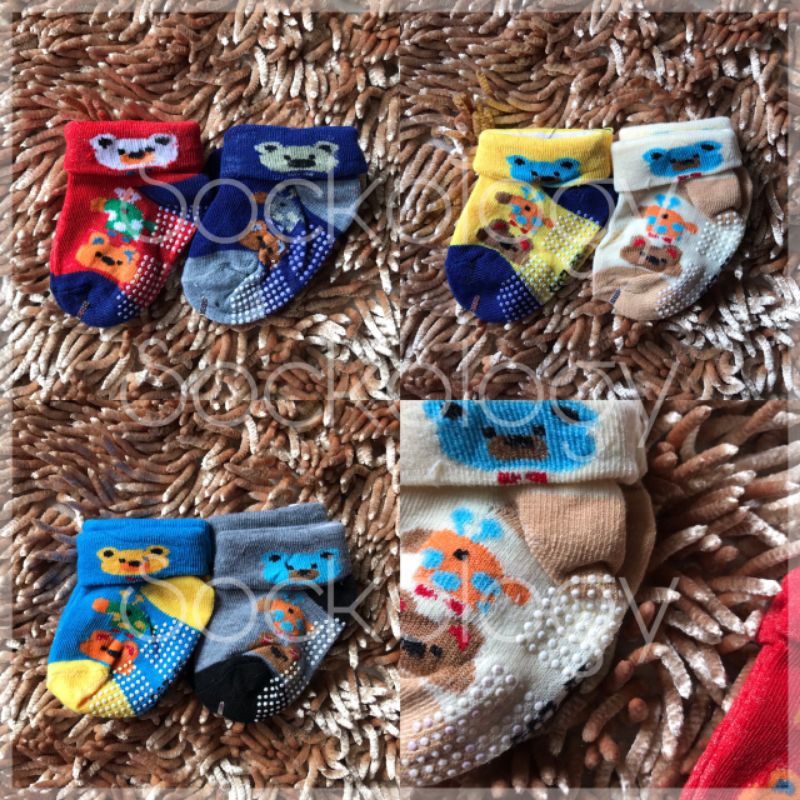 (Min 3pak/6pasang @6.500) Kaos kaki newborn twinpack isi 2 pasang Baby sock Anti slip