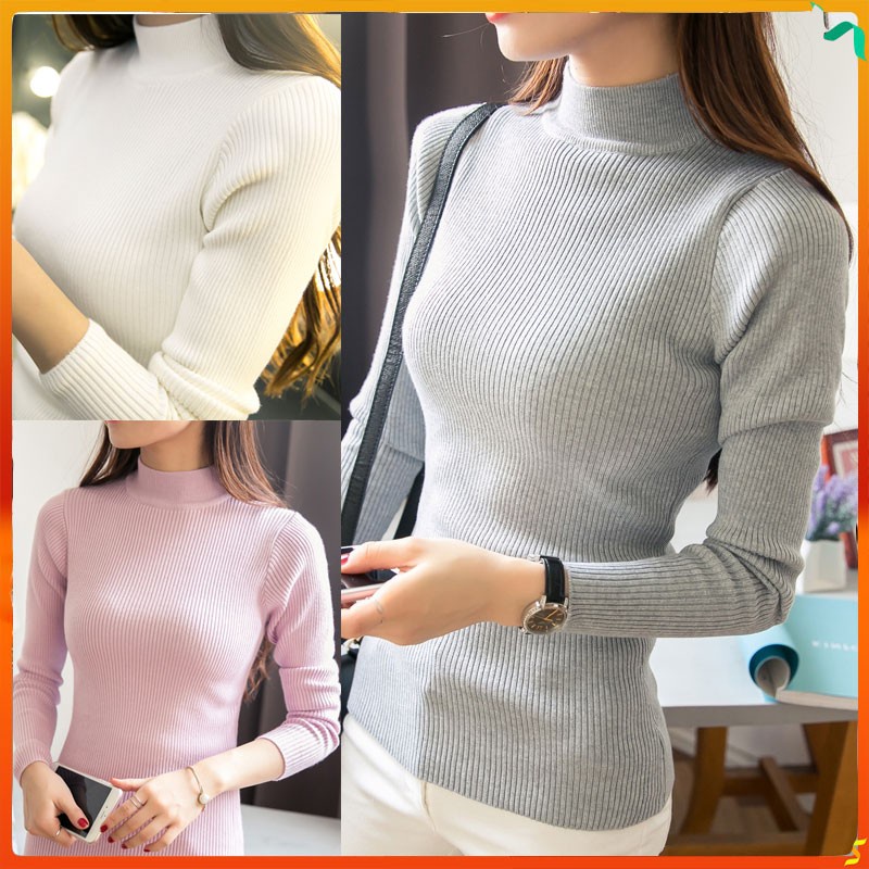 [✅COD] Sweater turtle neck rajut / Inner Rajut wanita / Baju Dalaman Turtleneck Knit / Rajut Manset Wanita /atasan kerah tinggi wanita