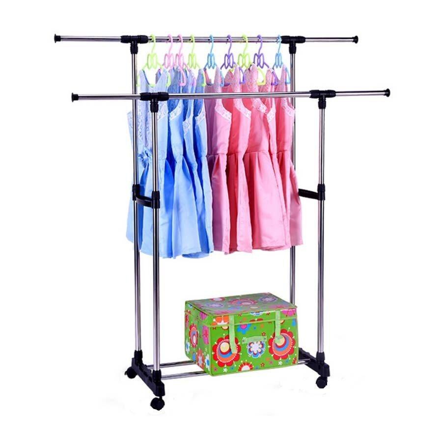 (2KG) SHENAR FREE ONGKIR DOUBLE CLOTH HANGER / RAK GANTUNG 4 RODA / HANGER / RAK GANTUNG / RAK GAMIS