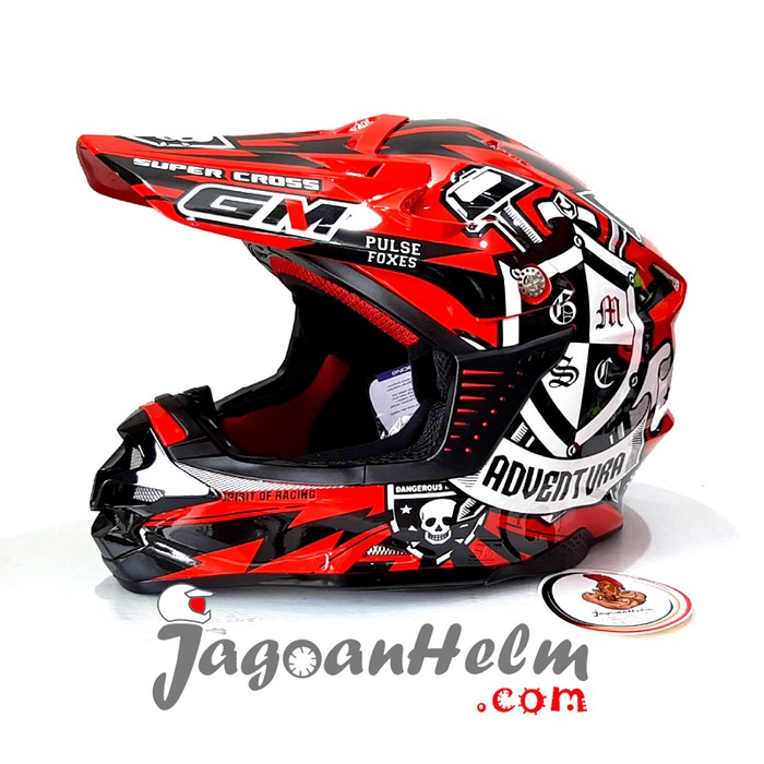 GM HELM SUPER CROSS ADVENTURE RED BLACK MOTOCROSS TRAIL