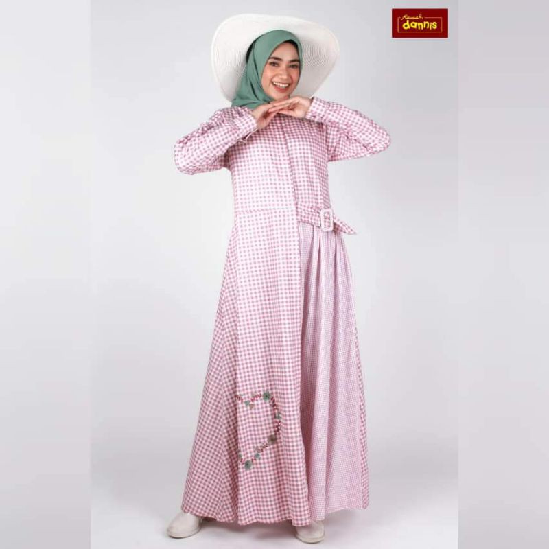 DANNIS ABAYA PINK KOTAK SIZE XL FREE MASKER