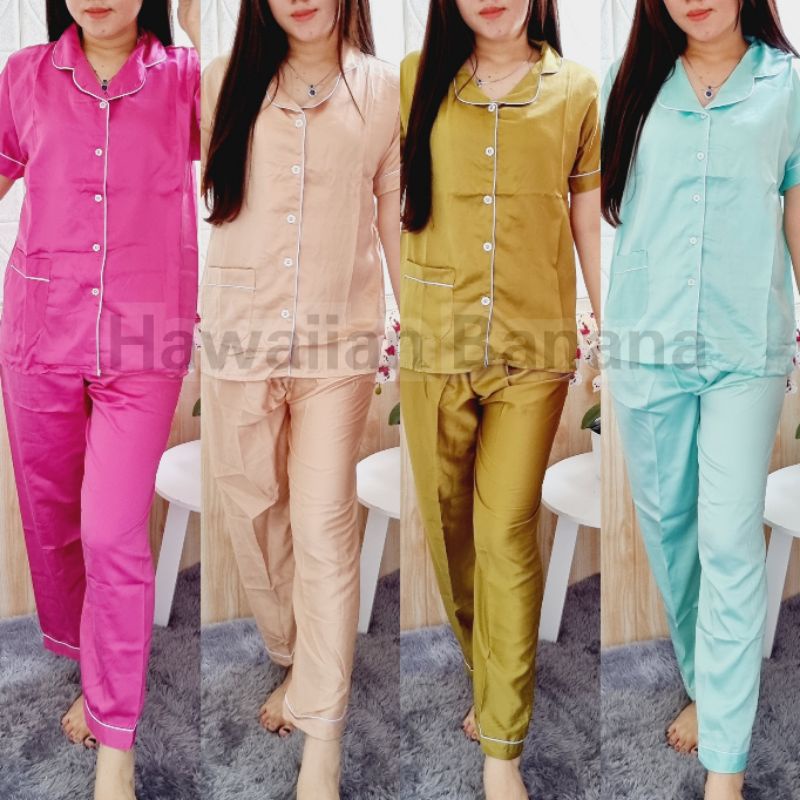 OBRAL Piyama Dewasa CP Satin Velvet Polos Warna / Piyama Satin Murah