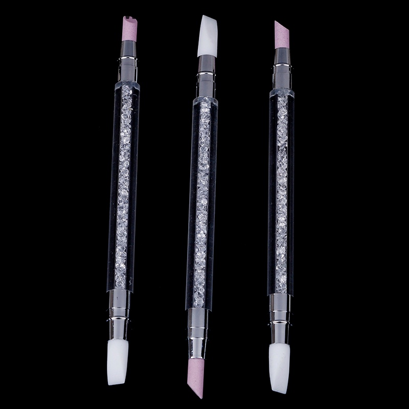 [FULL] 1Pc nail art cuticle remover pen double head quartz silicone press stick tool