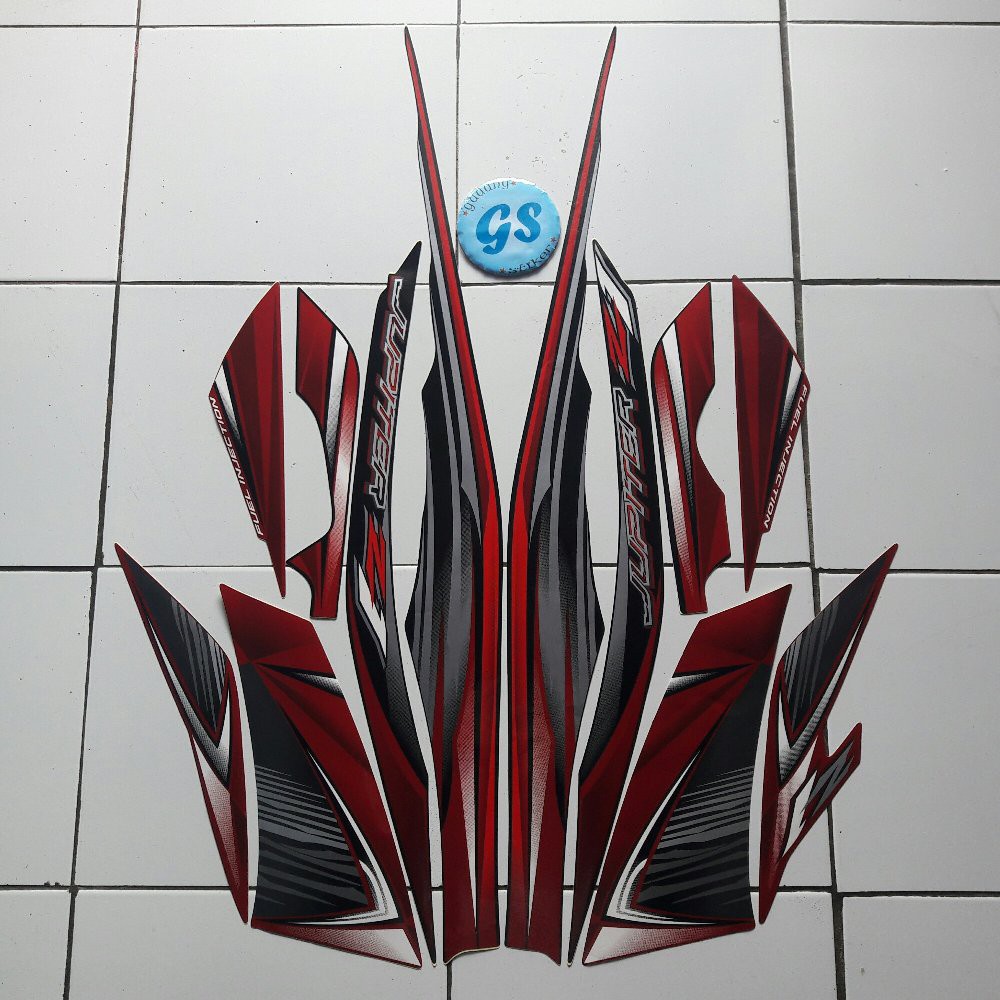 Variasi stiker motor striping  jupiter z1 2012 hitam-merah