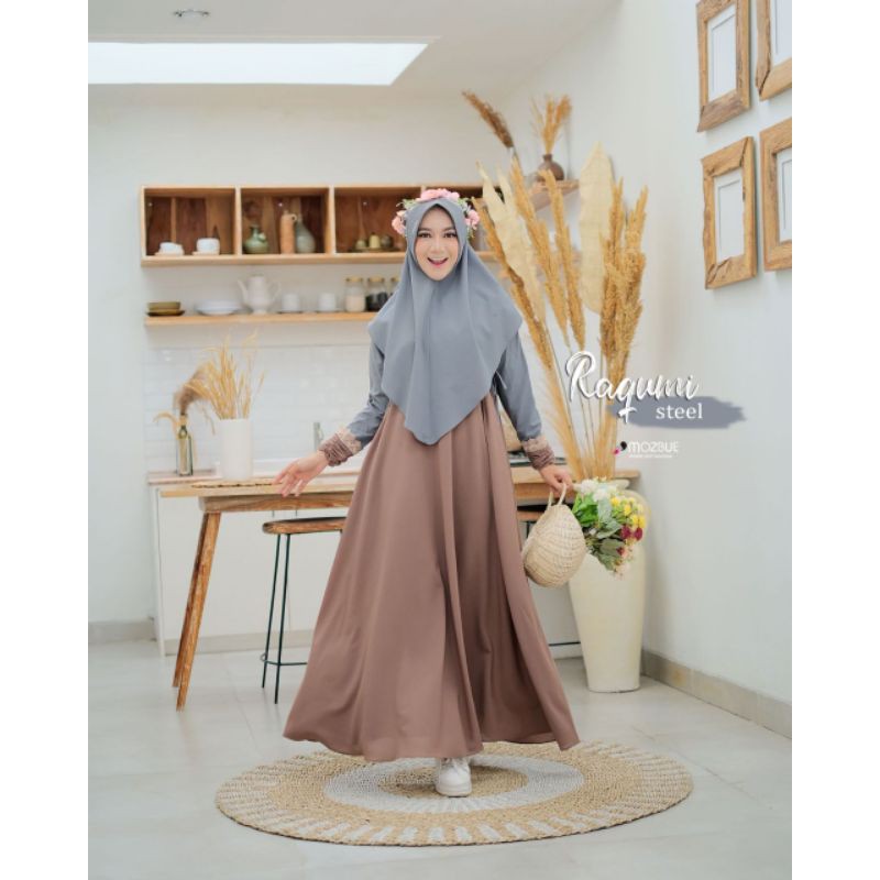 RAQUMI by Mozbue / gamis set khimar free pashmina masker clutch bag