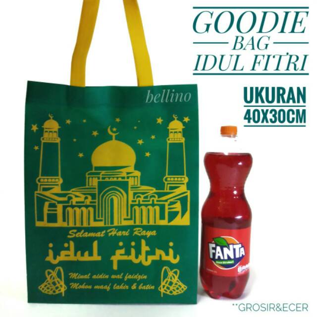 Tas Bingkisan Lebaran Model Jahit Dengan Tapak Bawah Ukuran 30x40 Goodie Bag Idul Fitri Hantaran Hari Raya