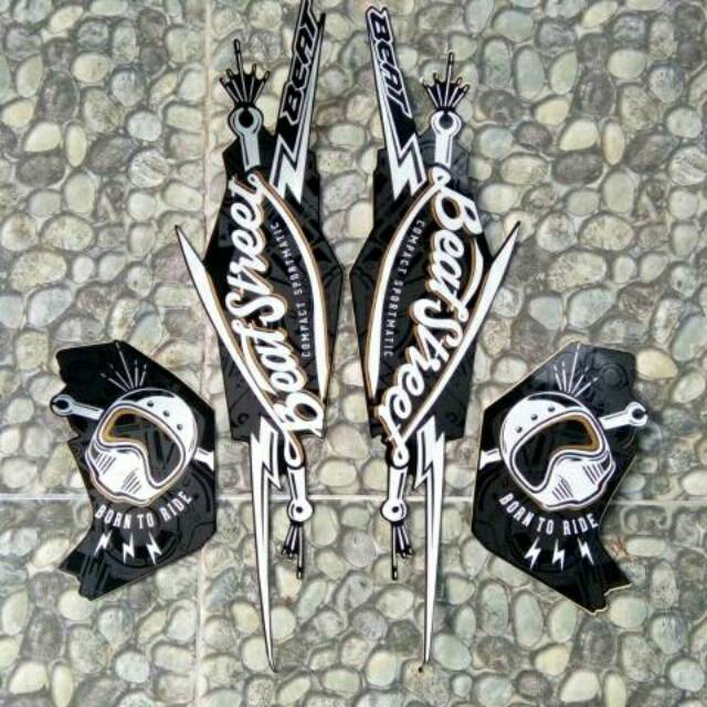Stiker striping honda beat street 2017 hitam