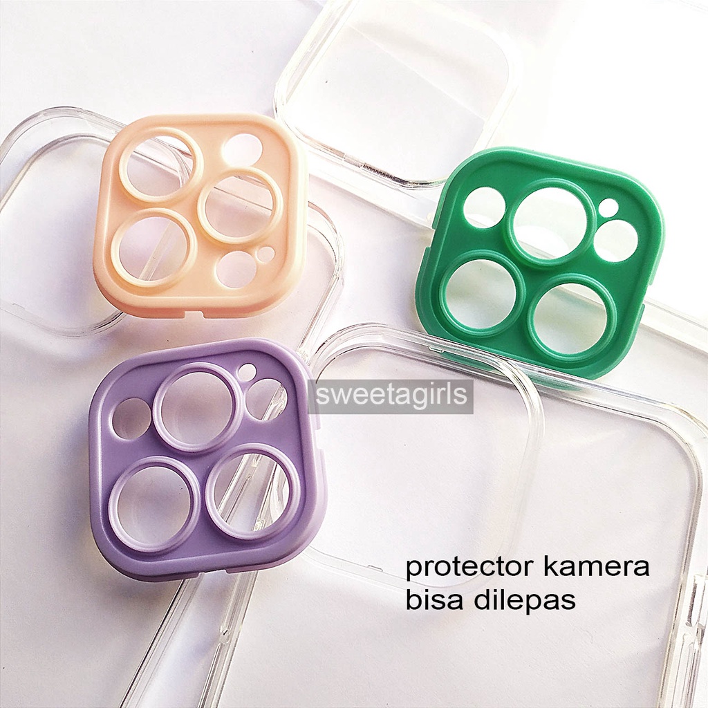 Sofcase Clear dengan Protect Camera Candy - sweetacase.id - untuk iPhone 11 - iPhone 11 Promax - iPhone 12 -  iPhone 12 Pro - iPhone 12 Pro Max - iPhone 13 - iPhone 13 Pro - iPhone 13 Pro Max - Super Presisi- Pelindung Camera Warna Warni