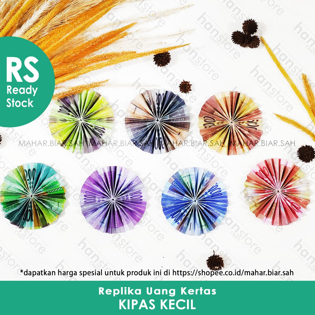 RS Origami Kipas Kecil dari Replika Uang Kertas untuk Mahar  / Dekorasi / Mahar / Seserahan
