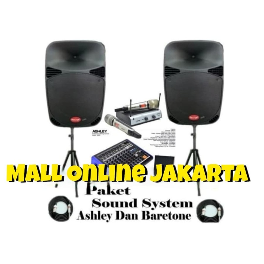 Paket baretone aktiv 15 inch recording audio karaoke mixer ashley