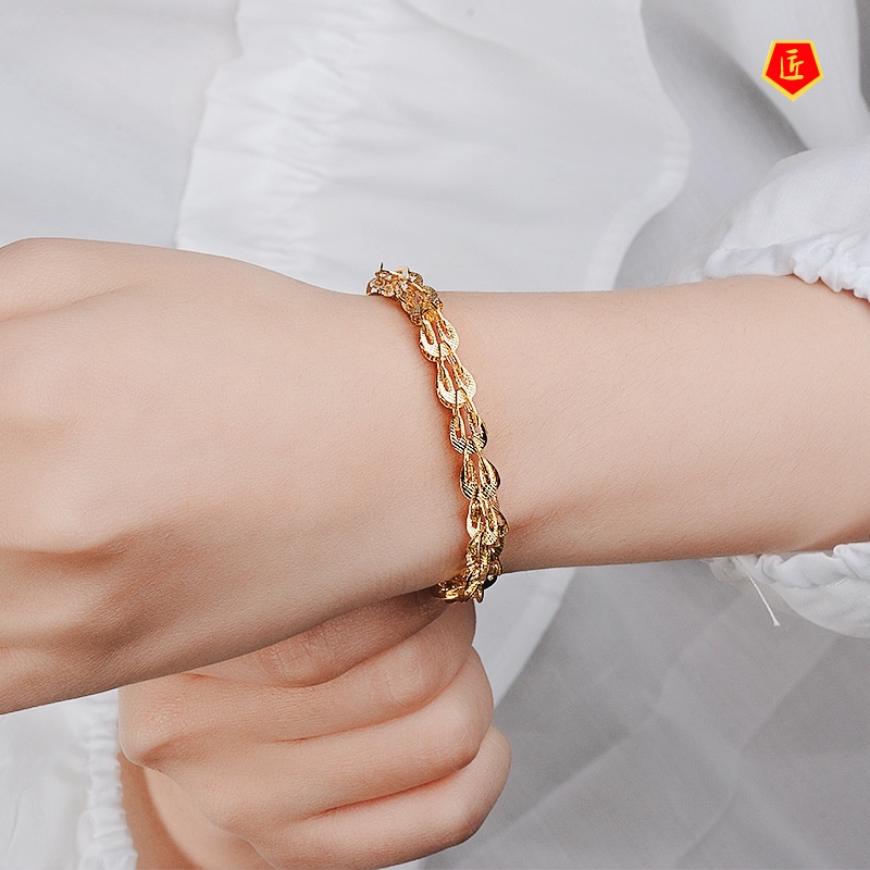 [Ready Stock]Fashion Glossy Phoenix Tail Gold Bracelet