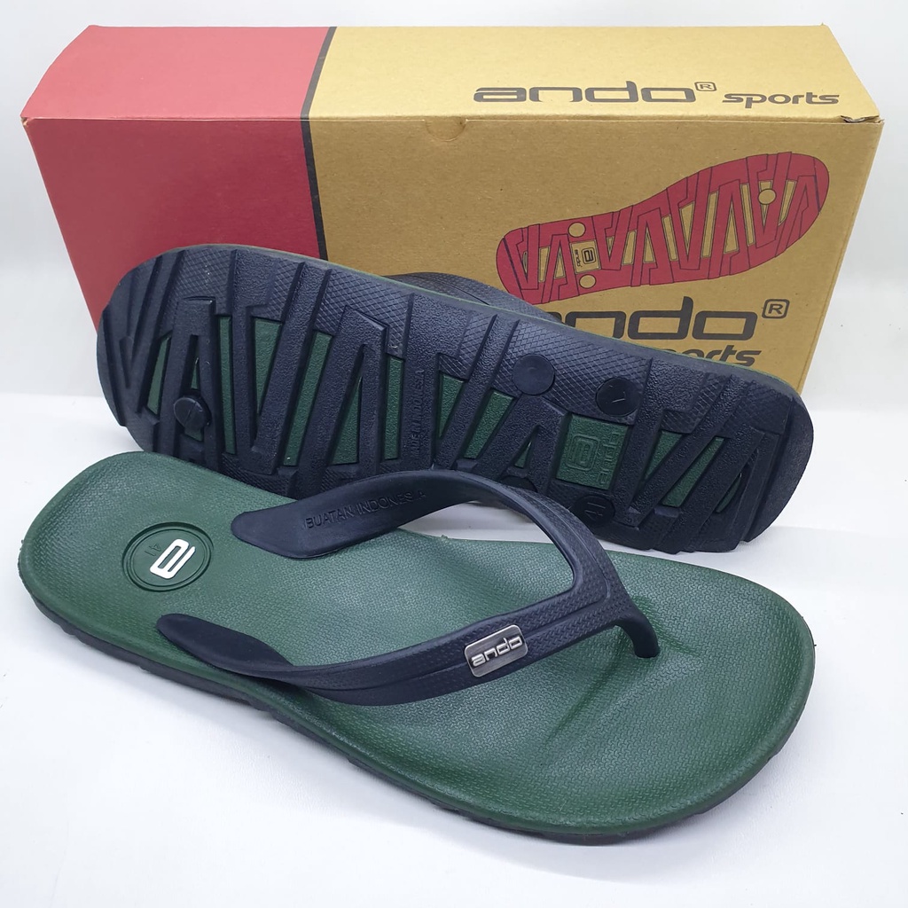 Ando Thunder 02 / Thunder Gum Terbaru Original Sandal Jepit Pria Logo Metal Ando Original Sendal Cowok Laki Sol Karet Non Slip
