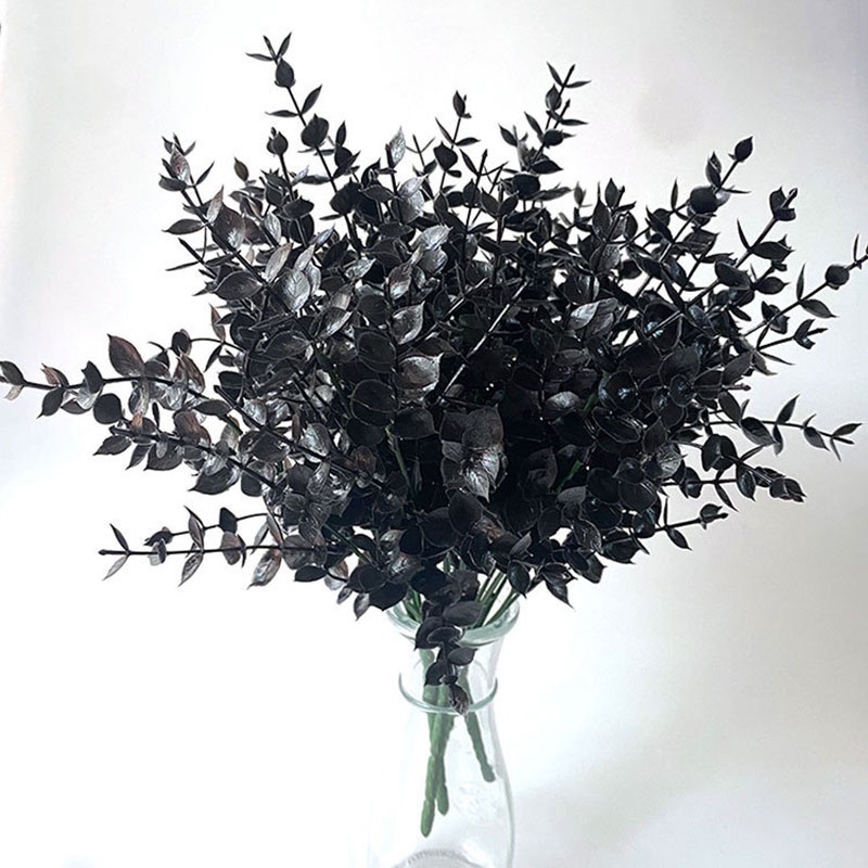 Buket Bunga Lavender Buatan 7 Garpu Warna Hitam Untuk Dekorasi Halloween
