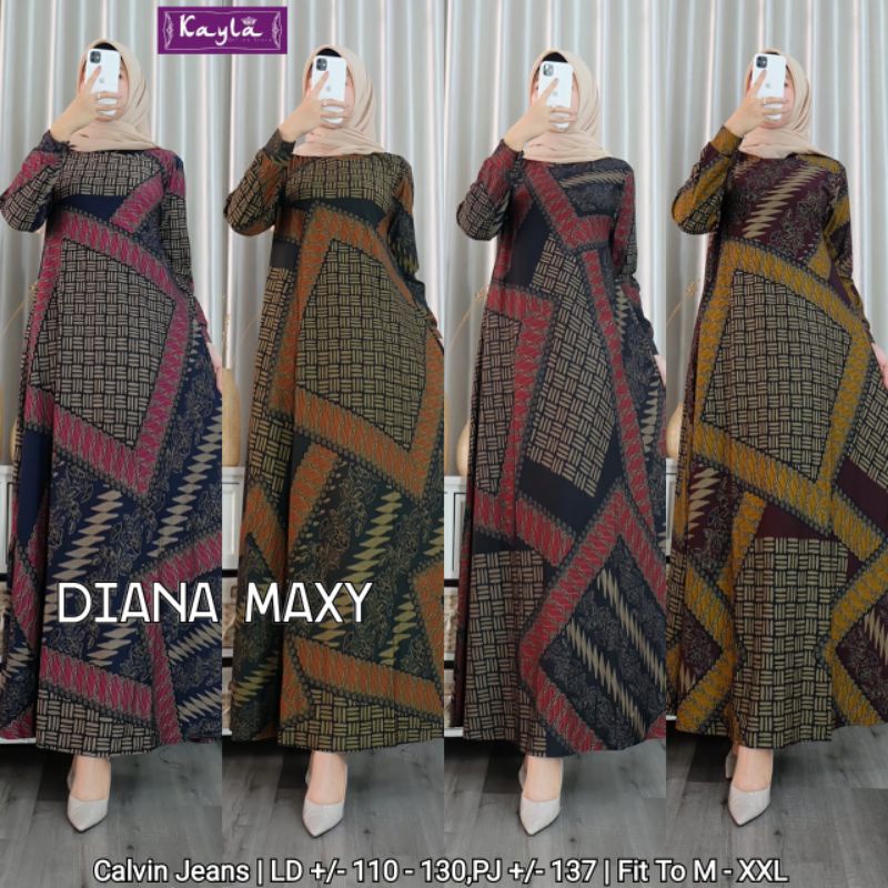 GAMIS DIANA DENIM MOTIF BATIK PREMIUM DIANA MAXY BY KAYLA