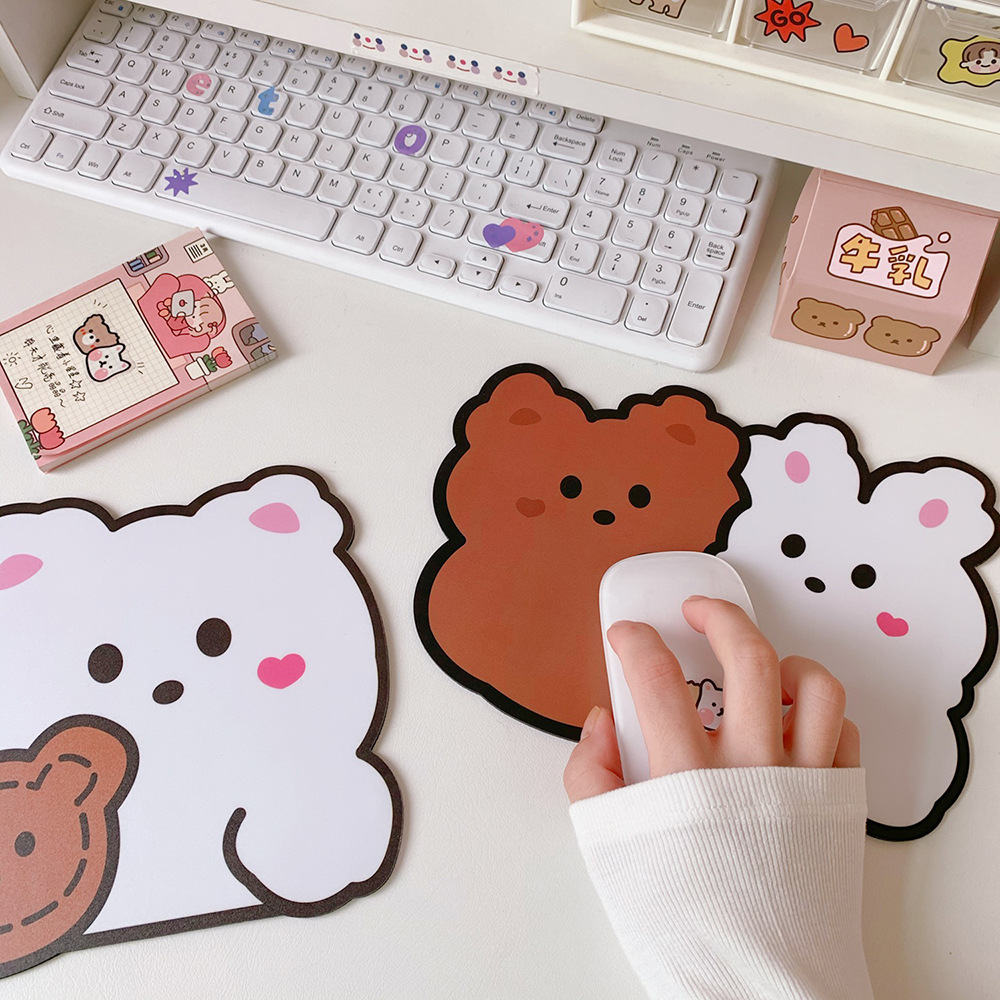 Korean Style Cute Cartoon Rabbit Bear Dog Pattern Waterproof Non-slip Student Mouse Pad Gift for Friend