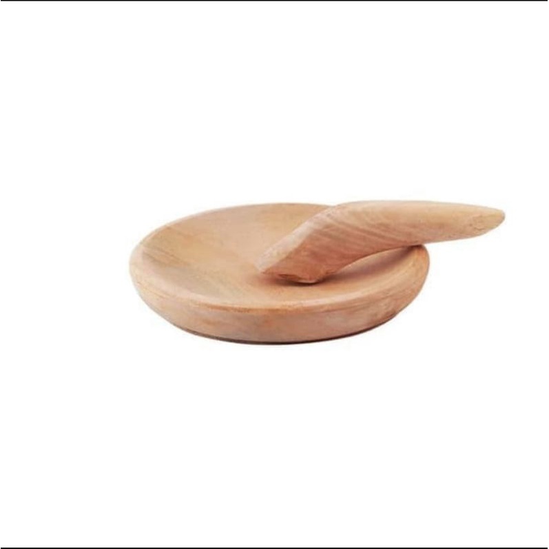 cobek kayu + ulekan ukuran 16 18 20 22cm / cobek ulekan kayu pinus tebal kecil sedang besar jumbo
