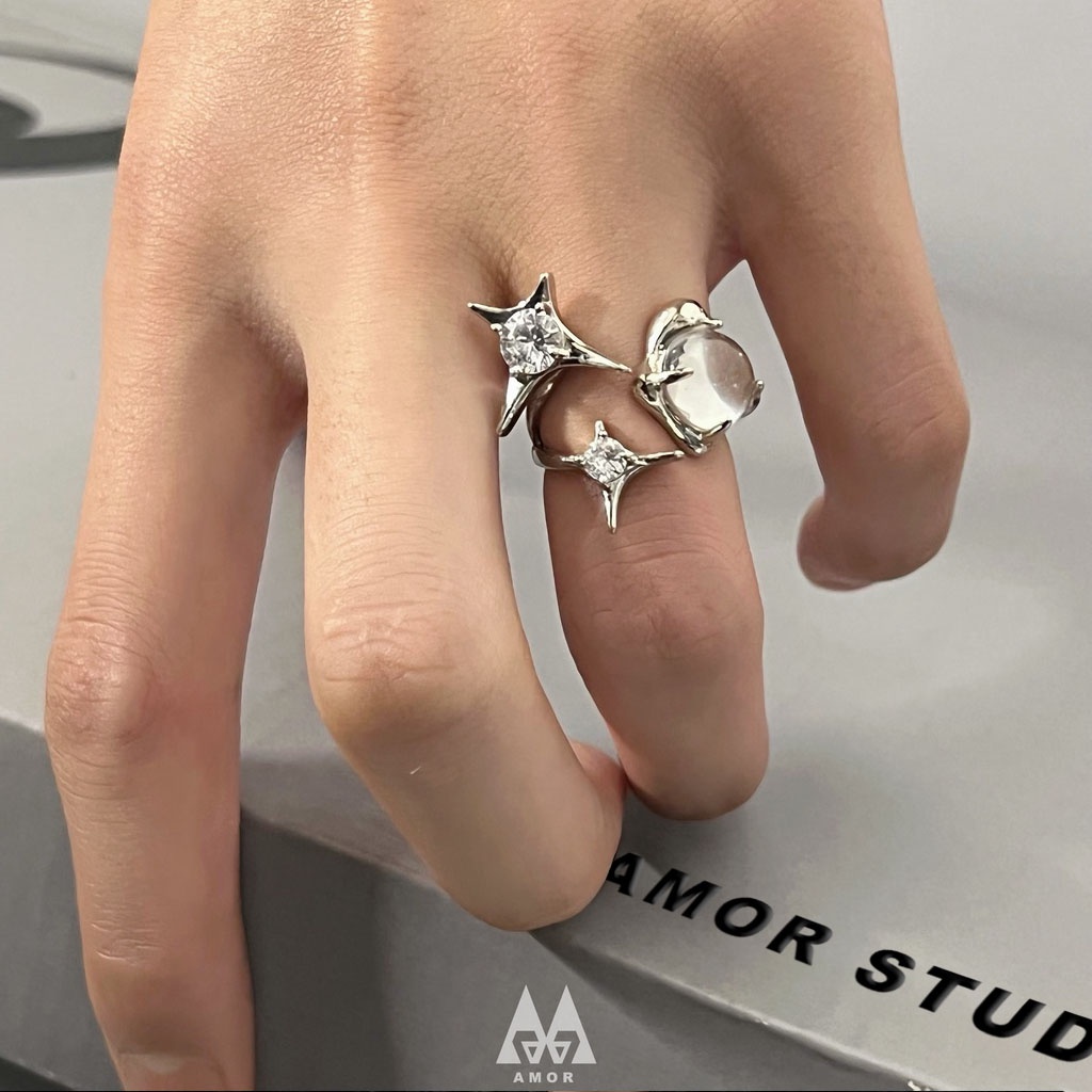 Cincin Model Terbuka Dapat Disesuaikan Desain Asimetris Untuk unisex