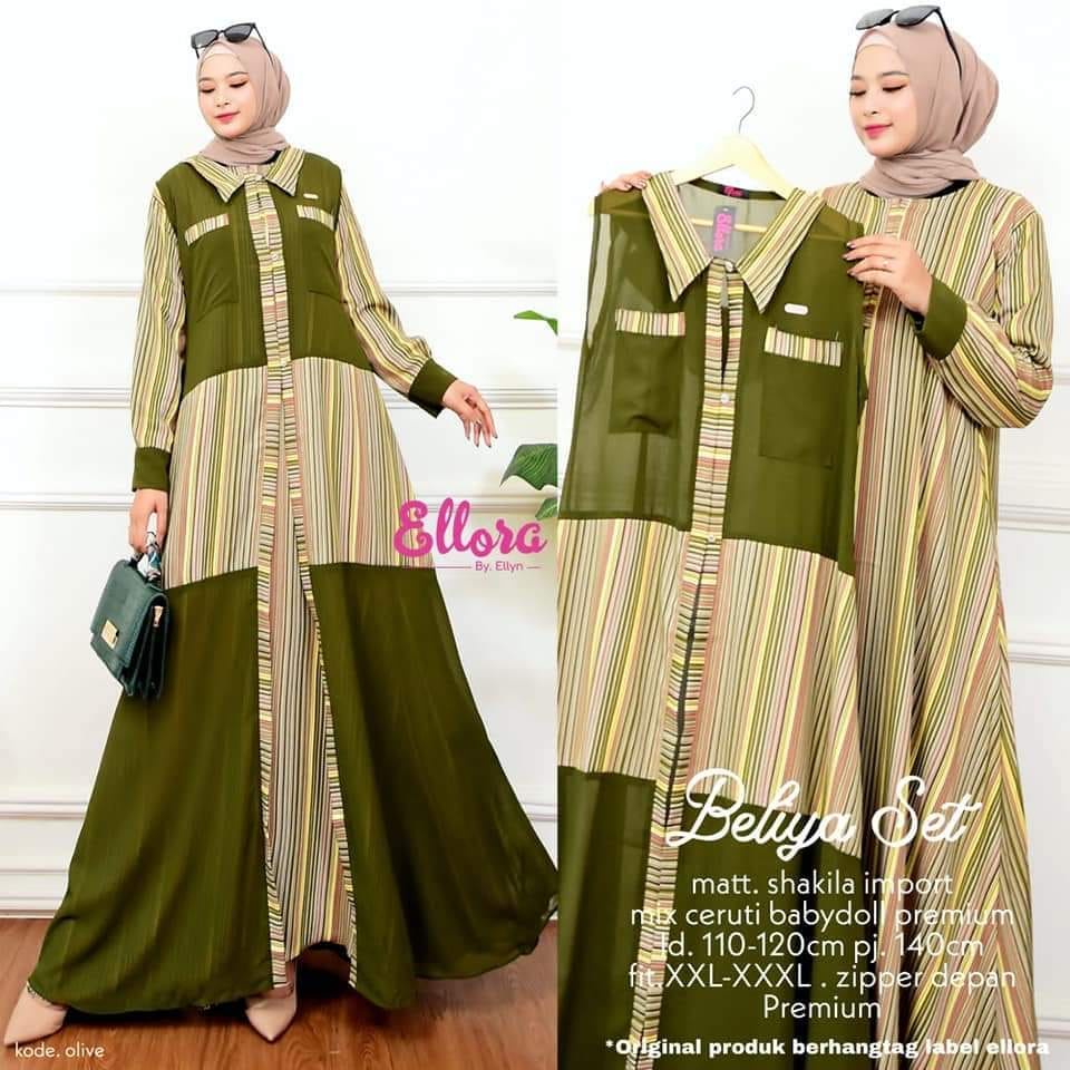 GAMIS BELIYA SET MOTIF GARIS LURUS