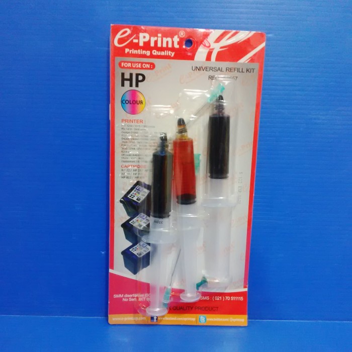 

REFILL TINTA SUNTIK HP E-PRINT COLOUR 10ML/COLOR