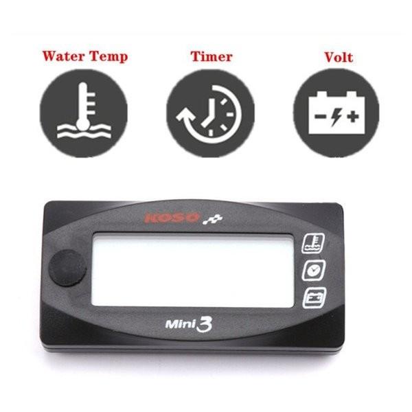 Voltmeter New Koso Mini 3 In 1 Voltmeter Water - Temperatur - Jam Sensor