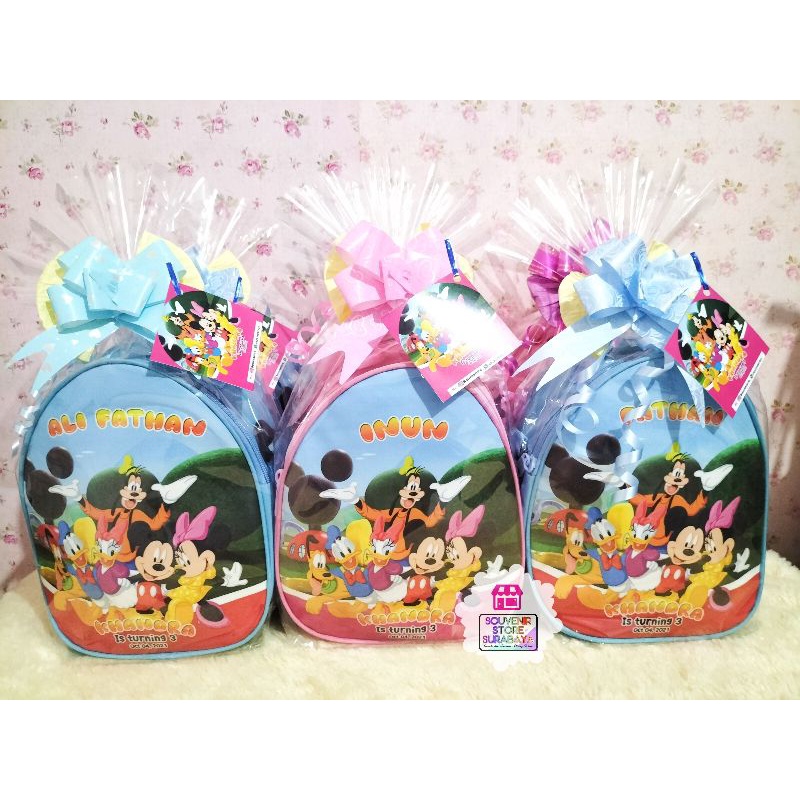 Souvenir Ultah Tas / Eggbag Custom / Tas ransel 3in1/ Tas Mini Custom / Paket ultah anak