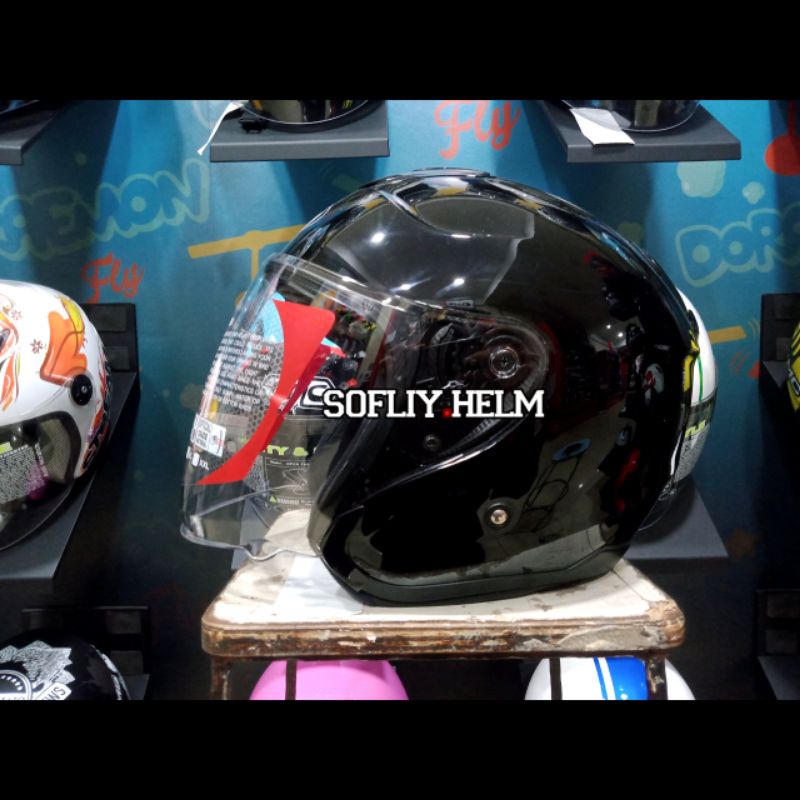 HELM KYT KYOTO R SOLID BLACK GLOSSY KYT HELM KYOTO POLOS HITAM HALF FACE